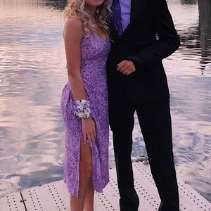 Purple floral dress with slit